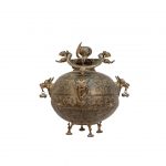 Brass Vase with bull head and shivling carving