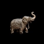 Small White Metal Elephang trunk up