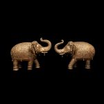 White Metal Elephant pair trunk up