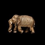 White Metal Elephant trunk down