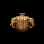 White Metal Vase with elephant design