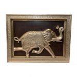 Wood with White metal Elephant panel