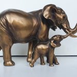 Fibre Elephant with Baby (7 inches tall)