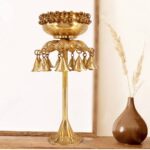 Brass Designer Ethnic Carved Decorative Urli Big Beautiful Handcrafted Bowl for Floating Flowers and Tea Light Candles (Length: 8 inches, Width: 8 inches , Height: 16 inches)