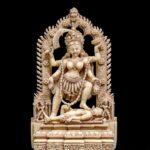 Maa Kali Statue, 27 cm Ivory Look Antique Finish Dust Marble Goddess Kali Idol, Parvati, Kalika, Shiva-Shakti Figurine, Hindu Black Goddess.
