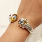 92.5 Sterling Silver Bracelet with Citrine Stones