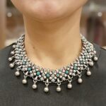 92.5 Sterling Silver Necklace with Turquoise Stones