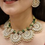 92.5 Sterling Silver "The Chaand Necklace Set" with Moissanite Stones