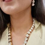 92.5 Silver with Moissanite Stones Single String Necklace Set