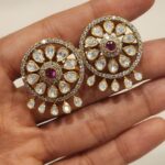 Silver 92.5/Gold Plated/Moissanite Stones Earrings