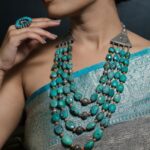 92.5 Sterling Silver Necklace with Turquoise Stone Strings/Exclusive Necklace