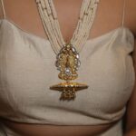 Natural Pearls Beads Strings Necklace Set with Gold Plating Peacock Pendant in Silver and Moissanite Stone Work