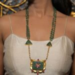 92.5 Sterling Silver Neckalce Set with Gold Plating and Natural Green Aventurine Stone